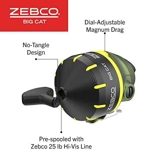 Zebco Big Cat Spincast Reel and Fishing Rod Combo, All-Metal Gears, Changeable Right- or Left-Hand Retrieve