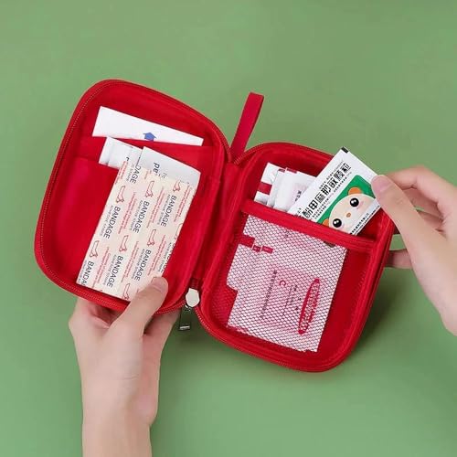 Medicine Pouch Pill Pocket Mini Travel First Aid Bag Outdoor Portable First Aid Kit Empty Red Small Medical Bag Family Eme...