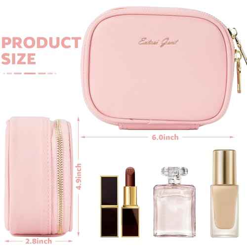 Small Makeup Bag with Led Mirror, Mini Travel Make up Bag 3 Light Modes Adjustable Brightness, for Women Organizer Cosmetic Bag, Portable Travel Train Toiletry Bag, for Pool Parties Work Touch-Ups