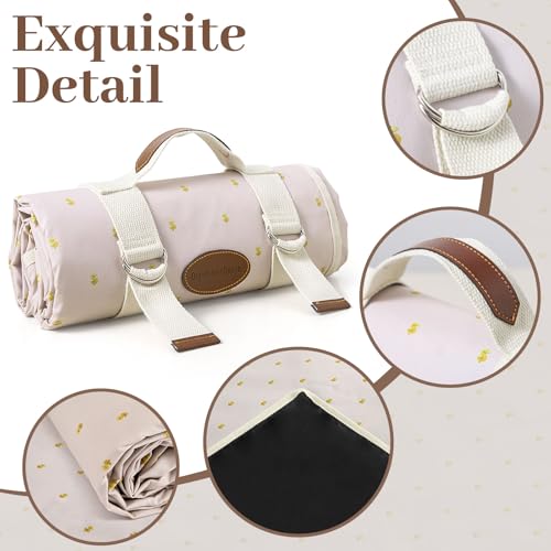 Picnic Blanket Waterproof Large,Outdoor Camping Mat 79”x 57”,Sandproof Foldable Picnic Mat Beach Blanket for Park,Grass,In...