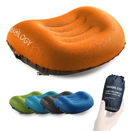 TREKOLOGY Ultralight Inflatable Camping Travel Pillow - ALUFT 2.0 Compressible, Compact, Comfortable, Ergonomic Inflating ...