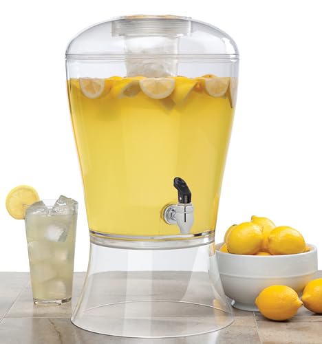 CreativeWare 3 Gallon Beverage Dispenser with Base Ice Cylinder Sleeve