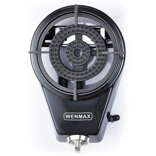 WENMAX Single Burner Propane Stove, Portable Gas Stove with Propane Adapter Hose, High Heat Value 15000 BTU, Smart Valve P...