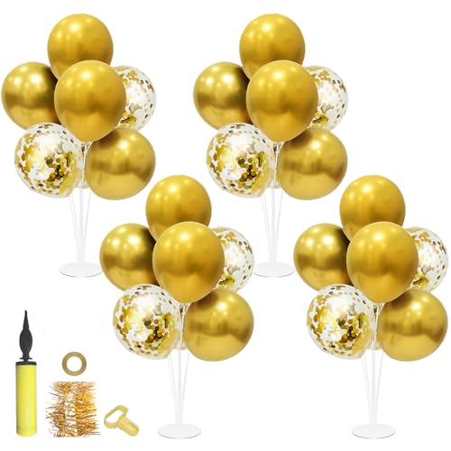 ZJDHPTY Gold Party Decorations 4Set Balloon Stand Table Centerpieces for Birthday Bridal Shower Wedding Anniversary Engage...