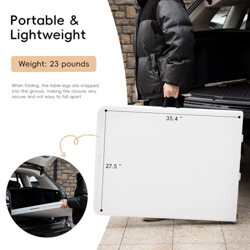 pollilar Folding Table 6FT Plastic 6 Foot Foldable Table HDPE Portable Banquet Surface Fold-in-Half Desk Utility for Worki...
