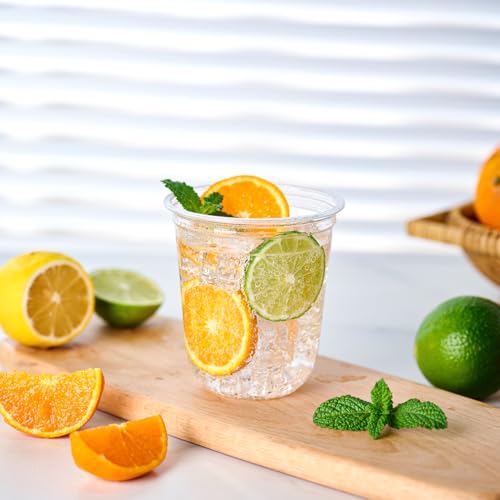 Vplus 12 oz Compostable Clear Plastic Cold Cups, 100 Pack Biodegradable Disposable Cups, BPA & PFAS Free, Plant-Based Plas...