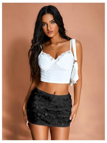 Floerns Women's Sequin Low Waist Mini Skorts Music Festival Night Out Skirt Shorts