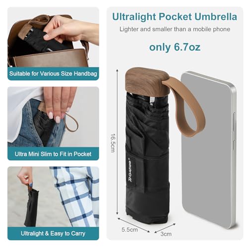 G4Free Mini Travel Folding Umbrella for Purse, Compact UPF 50+ UV Protection Sun & Rain Small Umbrella, Lightweight Portab...
