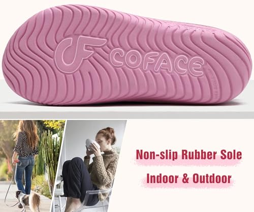 COFACE Women's Memory Foam House Slippers Arch Support Moccasin Winter Shoes Ladies Warm Fuzzy Faux Fur Collar With Indoor...