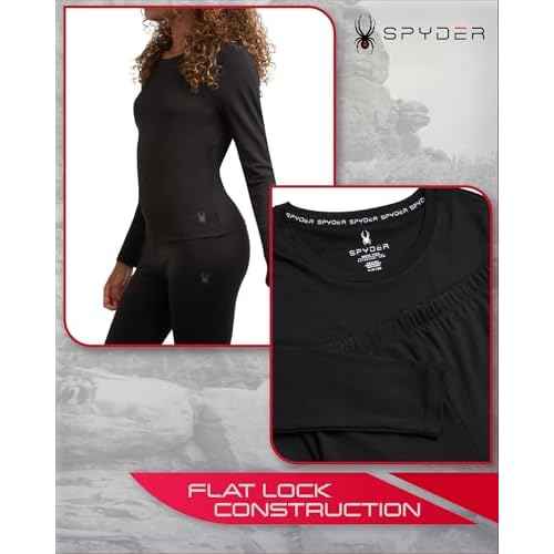 Spyder Womens Thermal Underwear Set - 2 Piece Moisture Wicking Insulated Long Johns Fleece Lined Top & Leggings for Women