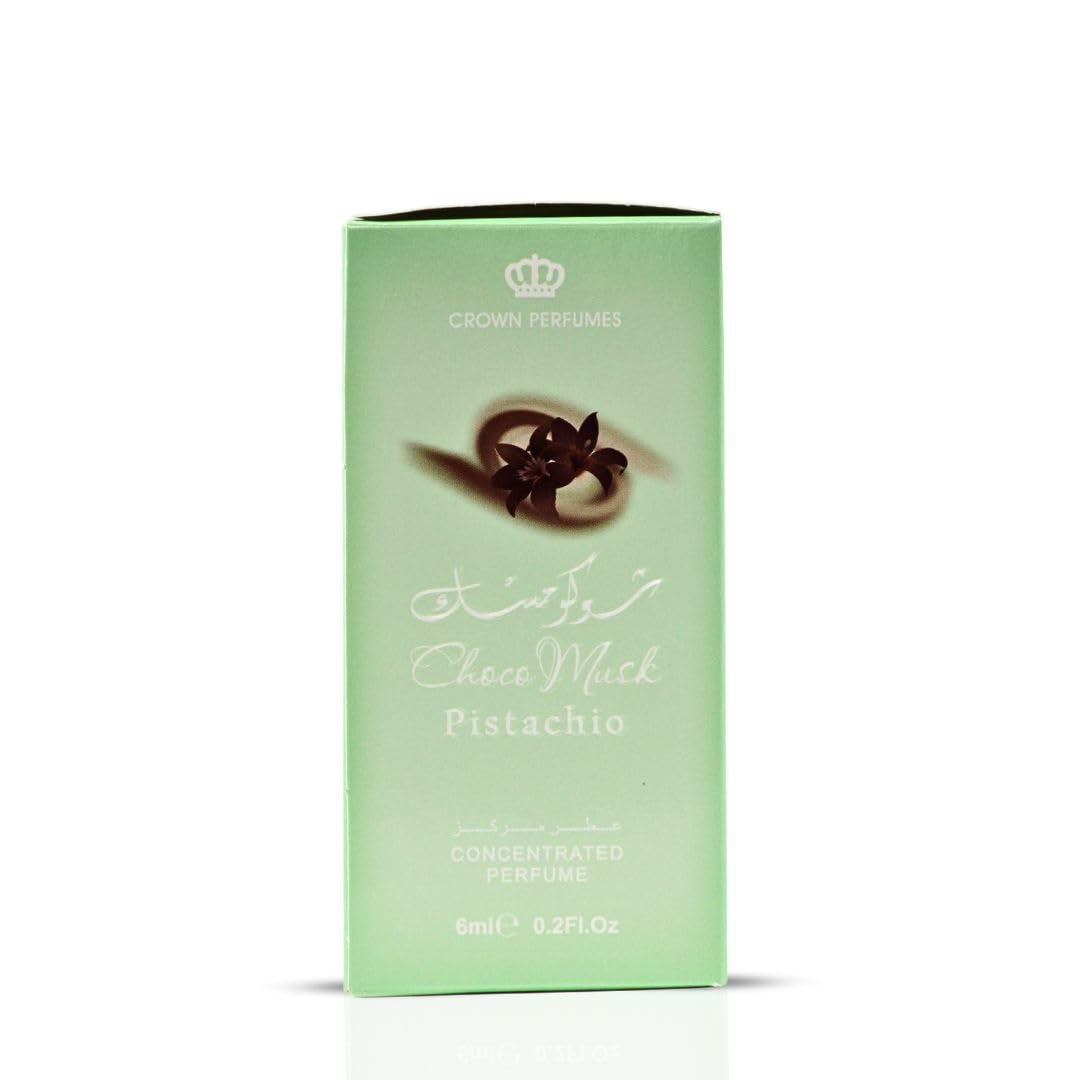 Al-Rehab Choco Musk Pistachio Perfume Oil Roll-On - 6ml (0.2 oz) | Nutty Gourmand Fragrance with Pistachio, Chocolate & Vanilla | Sweet, Creamy & Addictive | Long-Lasting Scent (Pack of 3)