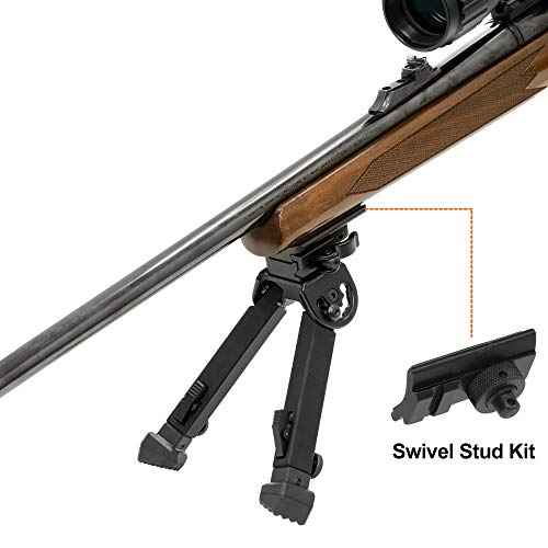 UTG Rubber Armored Full Metal QD Bipod, Height 6.0"- 8.5", Black