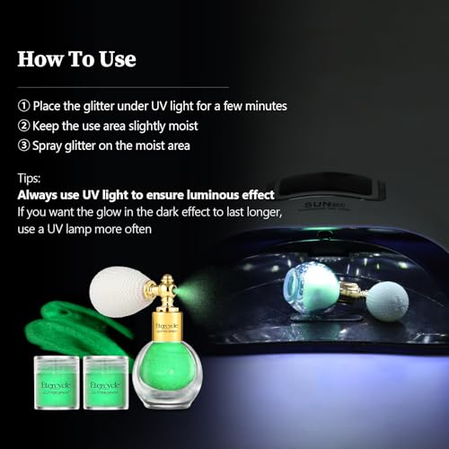 Etercycle Body Glitter Spray, Glow in The Dark Party Supplies Hair Glitter, Extra Fine Face Shimmer Powder UV Black Light ...