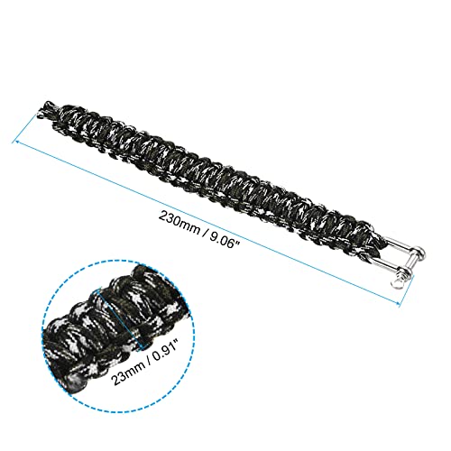 Survival Paracord Bracelets, Plaited Parachute Bracelet Party Favors Camping Gifts Outdoor Wraps for Men, Camo