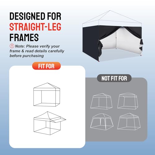 CROWN SHADES 10x10 Canopy Sidewalls (4pck) - Canopy Walls 10x10, Sidewalls for Canopy - Canopy Cover, Canopy Accessories, ...