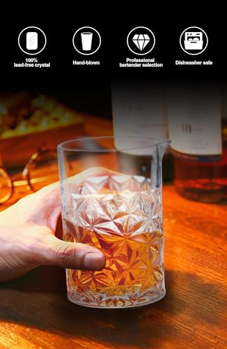 KITESSENSU Cocktail Mixing Glass 24oz 710ml - Crystal Bartender Accessories Glass Beaker to Mix & Stir Cocktails - Thick a...