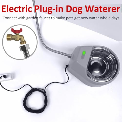 BENTOPAL Dog Water Fountain Auto Filling Dog Water Dispenser Connect Water Supply, USB Supply Auto Replenish Water Dog Bowl