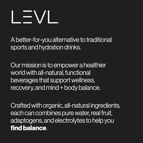 LEVL Functional Hydration Drink - Acaí + Berry (Non-Carbonated) Pure Water, Real Fruit, Adaptogens, Electrolytes | All-Nat...