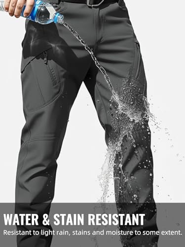 Men's Tactical Cargo Pants Stretch Ripstop Lightweight Waterproof Multi Pockets Work Hiking Outdoor Casual Pants (No Belt)