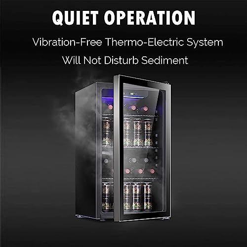 Antarctic Star 26 Bottle 130 Can Wine Cooler/Cabinet Beverage Refrigerator Mini Wine Cellar Beer Soda Clear Glass Door Bar...