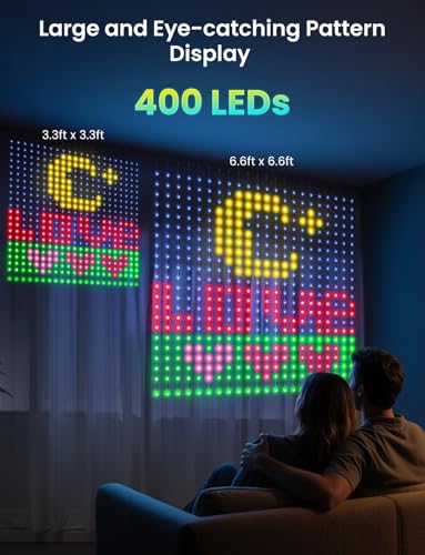 Smart LED Curtain Lights, RGB+IC Color Changing Holiday Wall Lights, 6.6x6.6ft 400 LEDs, Indoor Dynamic DIY String Lights,...