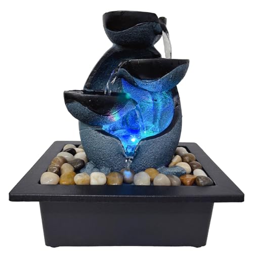 Indoor Tabletop Water Fountain, Resin Zen Meditation Waterfall Fountain with ON/Off Switch, Indoor Waterfall Feature with ...