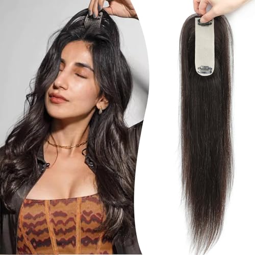 Urbeauty Hair Toppers for Women Real Human Hair for Thinning, 16 inch 1.5¡±x5¡±Silk Base Upgrade Topper, Clip-in Volume Enhancer, Natural-Looking, No Glue, Breathable, Lightweight