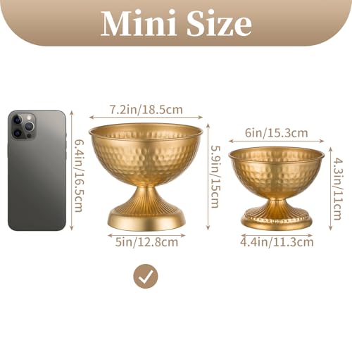 Sziqiqi Urn Vases for Wedding Centrepiece - 6in High Gold Metal Vase Set of 10 Small Vintage Flower Arrangement Pots for T...
