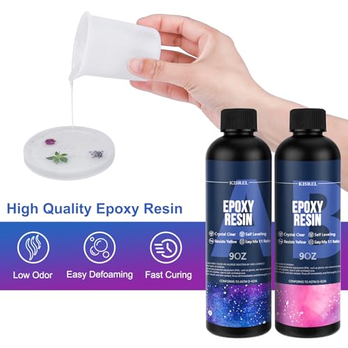 KISREL Epoxy Resin Kit for Beginners, Resin Kit with Molds, 18OZ Epoxy Kit with Dried Flowers, Measuring Cups and Resina S...