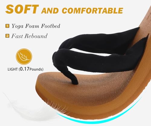 KuaiLu Flip Flops for Women with Arch Support Yoga Mat Comfortable Summer Beach Walking Thong Cushion Sandals Slip On Indo...