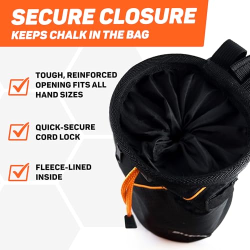 Chalk Bag for Rock Climbing - Rock Climbing Gifts Gear Accessories - Quick-Clip Belt, Large Zippered Pockets & Brush Holde...
