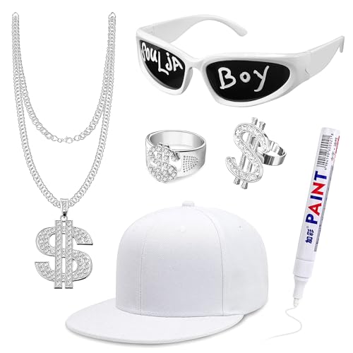 Goenb Solja Boy Hip Hop Costume Kit, Rapper Costume Accessories 80s 90s 2000s Hip Hop Costume Accessories for Men Women Adult