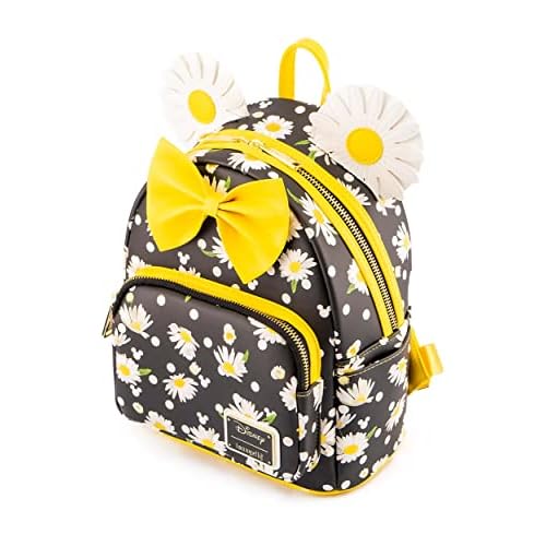Loungefly Minnie Mouse Daisies Mini Backpack BlackWhiteYellow