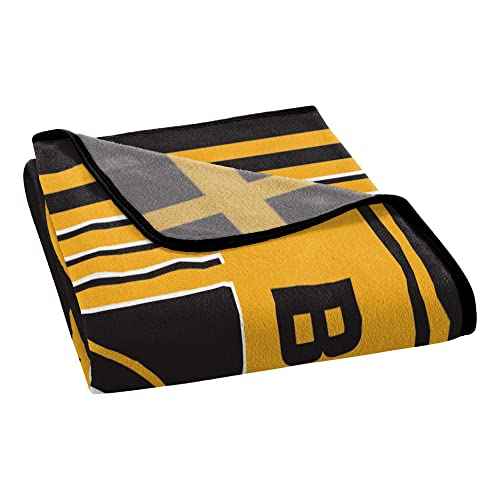 NORTHWEST Officially Licensed Boston Bruins NHL Team Throw Blanket 46¡ȡ¿60¡È ? Licensed Microfiber Throw with Hockey Logos for Fans, Dorms, Game Day Couches & Fan Caves