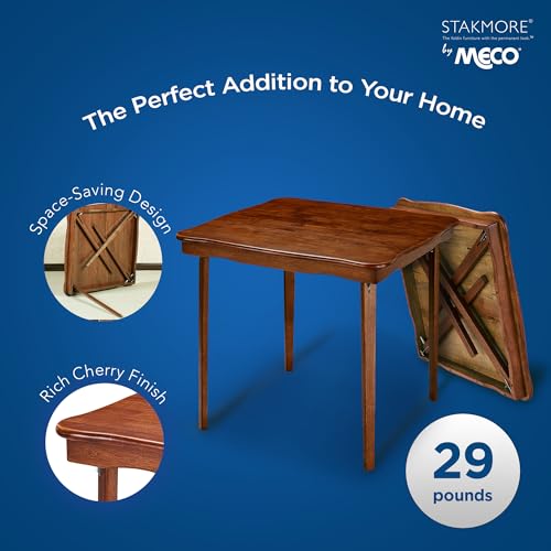Meco Stakmore Stylish Durable Versatile Square Solid Wood Scalloped Edge Compact Folding Traditional Card Table for Home U...