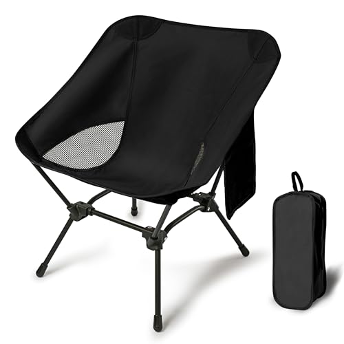 Lightweight Camping Chairs with Adjustable Height, Portable Camping Chairs for Adults with Carry Bag and Side Pockets, Fol...