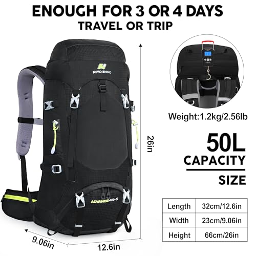N NEVO RHINO Internal Frame Hiking Backpack 50/60/65/70/80L, Mountain Climbing Camping Backpack Daypack Waterproof Rain Co...
