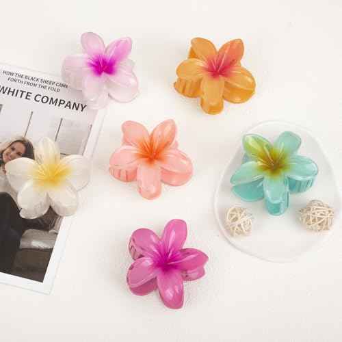 6 Pcs Flower Hair Claw Clips - Hawaiian Hair Clips for Women, Cute Summer Beach Hair Accessories