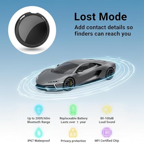 No Subscription Mini GPS Tracker for Vehicles Work with Find My(iOS Only) Magnetic Case Real Time Tracker Tag Hidden Car L...