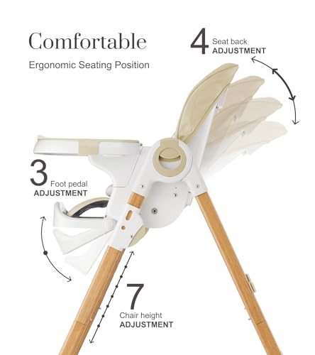 Mallify Convertible High Chairs for Babies and Toddlers, Height Adjustable Baby High Chair, High Chair with Removable Tra...