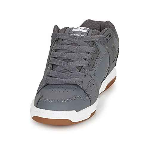 DC Men's Stag Low Top Skate Shoe, Grey/Gum, 13