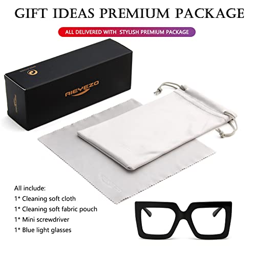 AIEYEZO Oversized Square Blue Light Glasses for Women Cute Big Frame Glasses Fashion Clear Multi-Color Computer Eyewear
