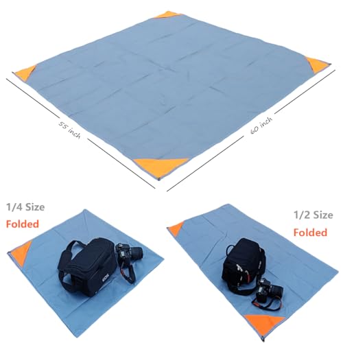 Orga'Neat Pocket Picnic Blanket, Sandproof Lightweight Pocket Camping Tarp, 55″x 60″ Foldable & Fits into Small Bag, Water...