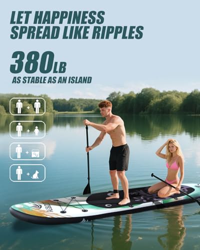 AISUNSS Inflatable Paddle Board for Adult, Paddle Board for All Skill Levels, Wide SUP Board with Primium Accessories Incl...