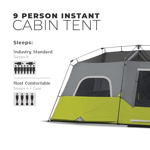 Core 9 Person Instant Cabin Tent - 14' x 9', Green (40008)