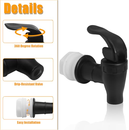 Biaungdo 2 Pcs Replacement Spigot for Beverage Dispenser, Black Push Style Beverage Dispenser Carafe Spigot Water Dispense...