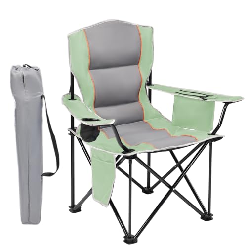 XMT Premium Padded Folding Chair, Extra Wide & Heavy Duty 450lbs Capacity, Portable Camping Chair with Insulated Cooler, C...