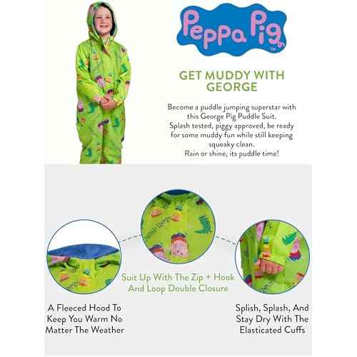Peppa Pig Rain Suit | George Pig Waterproof Coverall for Toddler