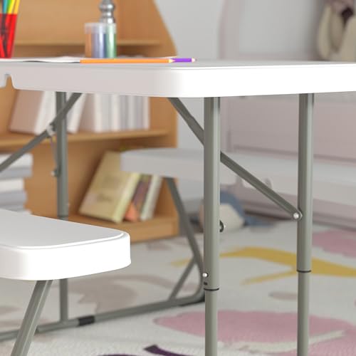 EMMA + OLIVER 4.93' Kids Folding Activity Table for Classrooms and Home, Heavy-Duty Rectangular Plastic Classroom Table fo...