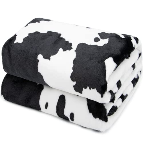 Cow Print Blanket Warm Plush Cute Black Cow Throw Blanket Soft Fleece Flannel Lightweight Throw Blankets Sofa Couch Bed Tr...
